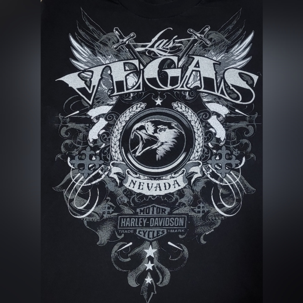 Harley Davidson Las Vegas,‎ Nevada Black Silver Eagle 2 Sided Shirt 2013 Men's M